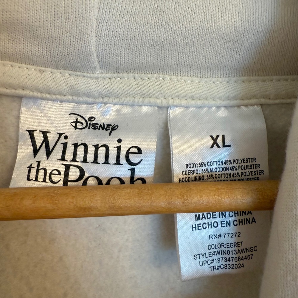 Disney Winnie the Pooh Hoodie Women XL White Christopher Robin Tea Party - Picture 5 of 8